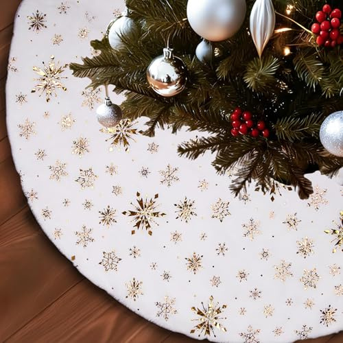 ACTOYS Tappeto Albero di Natale morbido Gonna, bella Copri Base Albero Natale, Copri Albero per Decorazione Natalizia (D-Oro, 90CM)
