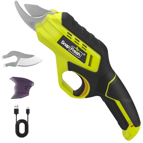 SnapFresh Cordless Garden Secateurs Electric Pruning Shears with 4.0Ah Li-ion Battery, SK5 Blades (2 pcs), 1500 Cuts per Charge, Ergonomic & Lightweight, Cutting Diameter 18mm for Branches & Shrubs