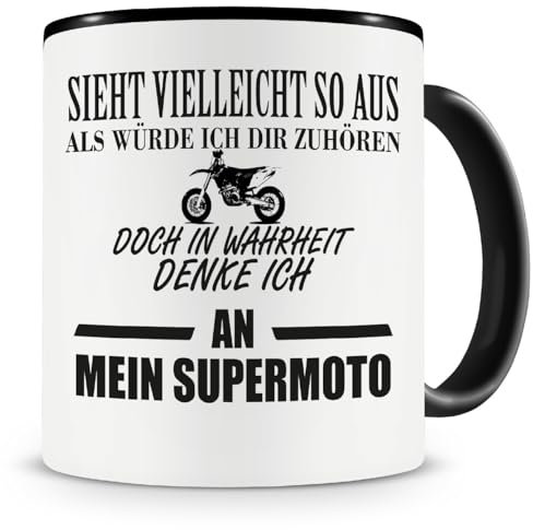 Samunshi® Ich denke an mein Supermoto Tasse Kaffeetasse Teetasse Kaffeepott Kaffeebecher Becher