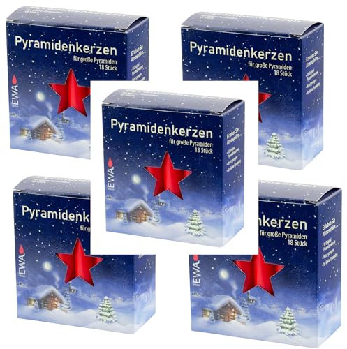 Jeka/EWA - Pyramidenkerzen für große Pyramiden Größe 17,2x105mm 18 Stück/Packung (90, rot)