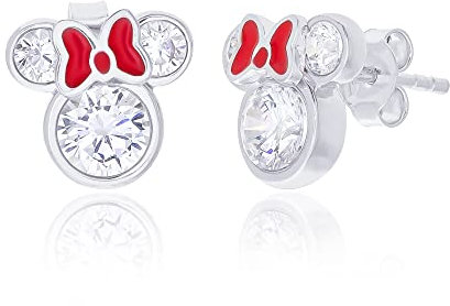 Disney Minnie Mouse Ohrstecker Sterling-Silber 9251RZWL.PH mit roter Schleife und Emaille, Einheitsgröße, Sterling Silber, Zirkonia