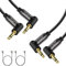J&D 2-Pack Câble Aux de 3.5mm Audio Stéréo Plaqué Or avec Un Angle de 90 degrés Compatible pour Galaxy, Haut-Parleurs & d’Autres appareils, 0.9 Meter