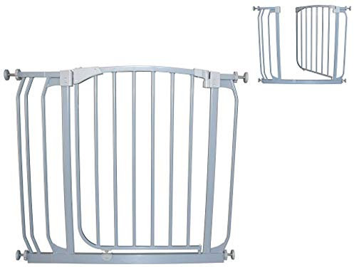 Türgitter Türschutzgitter Treppengitter Treppenschutzgitter 72,5-137,5cm von grau BabyLuca zum Klemmen ohne Bohren Autoclose Einhandbedienung (117,5-128,5cm)