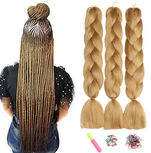 ShowJarlly Kunsthaar Haar, Haar Braids Extension, Ombre Jumbo Braid Haarverlängerung 24, Zöpfe Box Braid Haar Kunsthaar Haar Zum Einflechten 27#