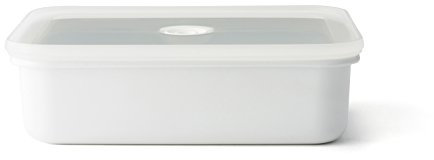 Honeyware 87008 Auflaufform / Backform aus Emaille, flach, mit Aroma-Deckel, Ofenform für Aufläufe, Lasagne, Tiramisu, Größe XL - 1,85 L - 23,5 x 17,5 x 7 cm, Weiß