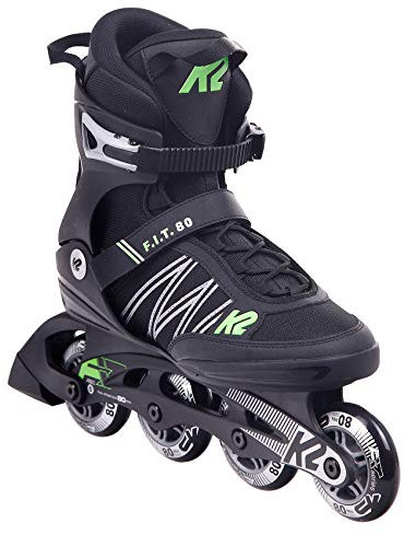K2 Skates Herren Inline Skates F.I.T. 80, Black - Green, 30E0873.1.1.060