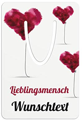 printplanet® - Metall-Lesezeichen mit Namen oder Text bedrucken - Buchzeichen mit eigenem Text selbst gestalten - Maße: 7,6 cm x 5,1 cm - Motiv: Lieblingsmensch
