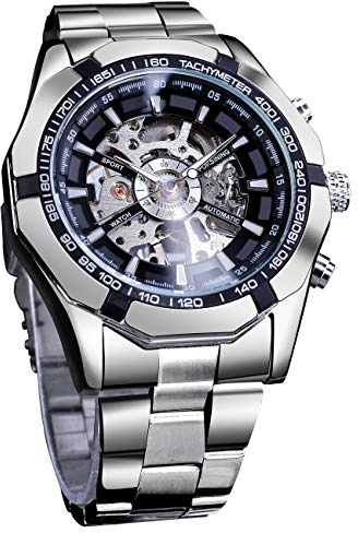 Forsining Herren-Armbanduhr, wasserdicht, Steampunk, mechanische Sport-Armbanduhr für Herren, großes Zifferblatt