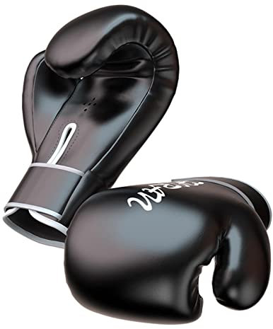 FITYLE Guantes de Boxeo de Grado Profesional para Hombres y Mujeres, Guantes de Entrenamiento de Lucha de Kickboxing, Guantes de Boxeo de Estilo Muay Thai, 8oz_Black
