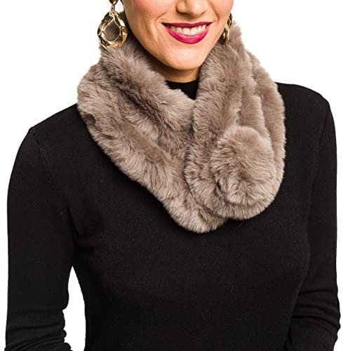 MELIFLUOS DESIGNED IN SPAIN Pelzkragen Schal für Frauen Kunstpelz Schals Halswickel für Herbst Winter Frühling Mantel Kleid (FC05-4)