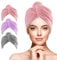 URAQT Haarturban Handtuch, 3 Stück Mikrofaser Turban Handtücher Schnelltrocknend Handtuch, Damen Haarturban Verdreht mit Knopf für Handtücher Frauen Mädchen Lange Lockiges Nasses Alle Haartypen(A)