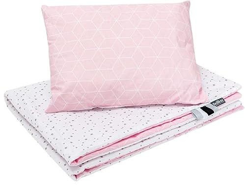 Bellochi Multifunktional Baby Decke Set - Doppelseitig Baby Bettwäsche 75x100 cm und Kissen 30x40cm - aus 100% Baumwolle - Aurora