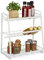 Relaxdays Gewürzregal, Küchen Organizer mit 3 Etagen, HBT: 38 x 35 x 18,5 cm, für Öl & Kräuter, Gewürzhalter Eisen, weiß