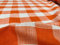 Tissu vichy à carreaux en lin - Pour couture, rideaux, ameublement - 140 cm de large (orange et blanc, 1 mètre)