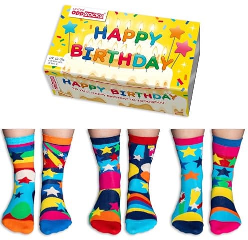 Happy Birthday Oddsocks Socken in 30,5-38,5 im 6er Set - Alles Gute zum Geburtstag Oddsocks Strumpf