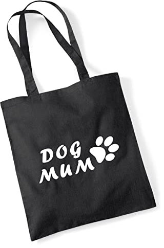 Huuraa Jutebeutel Dog Mum Tapse Geschenk 10 Liter Black Baumwolle Dog Mum Präsent