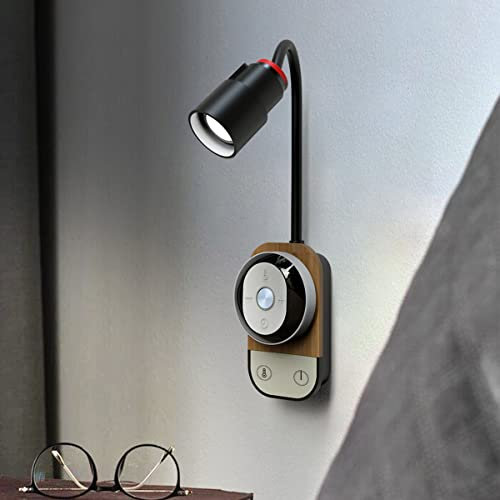 LANMOU LED Leselampe Wandmontage Dimmbare Flexible Schwanenhals Bettleuchte mit Magnetische Fernbedienung, Mehrfachfunktion Aufladbar LED Wandlampe Innen mit Touch Schalter, 1800mAh-Akku, 4W (Black)