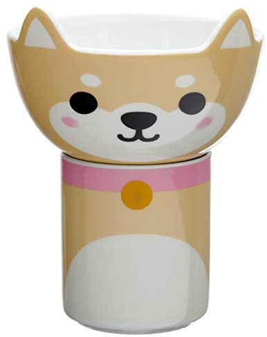 EliteKoopers 1 Set Funny Childrens Porcelain Mug and Bowl Set Adoramals Shiba Inu Dog For Kids Gift Item