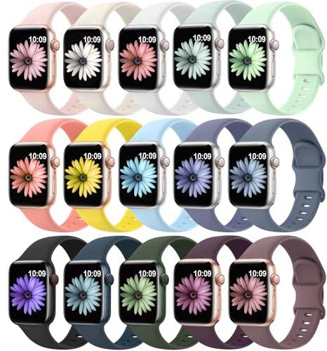 Weiche Silikonbänder, kompatibel mit Apple Watch, 40 mm, 41 mm, 38 mm, 45 mm, 44 mm, 42 mm, für Damen und Herren, wasserdicht, Sport-iWatch-Bänder, Ersatzarmband für iWatch SE Serie 9, 8, 7, 6, 5, 4,