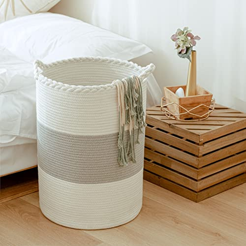 Homlikelan Gewebter Wäschekorb, 72 L, hoher Weidenkorb für Decken, Kleidung, Kissen, Spielzeug, Schuhe, großer Baumwollwäschekorb für Schlafzimmer, Wohnzimmer, Badezimmer