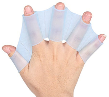 zalati Schwimmhandschuhe für Schwimmsport, 1 Paar, Frosch-Netzform, Silikon-Paddel, Hand-Fingerpolster für Spaß, Wasserspiel, Unisex, Kinder, Erwachsene, Größe L, Blau
