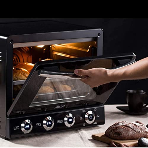 38L Convection Ovens, Toaster Oven, Non-Stick Liner, 2 Ovens with Crumb Tray, Griddle and Lid, Rotisserie Oven, Easy Bake Oven for Kids, Black