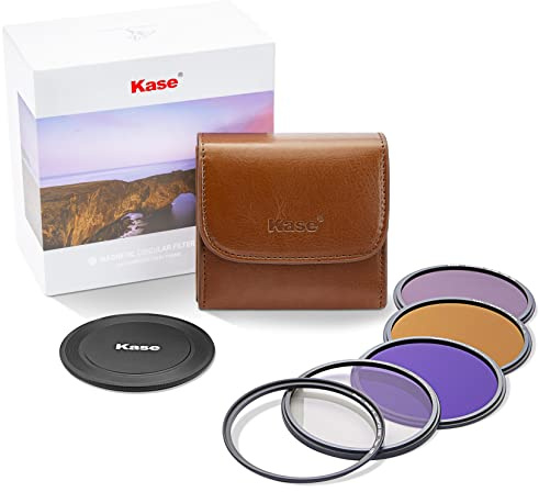 Kase Wolverine 58mm Kit Filtri Magnetici Professionali CPL+ND8 3 Stop+ND64 6 Stop+ND1000 10 Stop+Cappuccio Anteriore dell'obiettivo+Anello Adattatore+Borsa per Filtri,Resistente Agli Urti