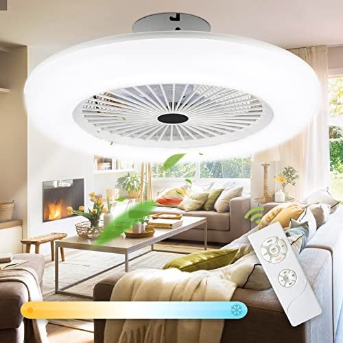 Daromigo 80W Ventilador de Techo con iluminación, Lámpara con 3 velocidad del viento ajustable 3 color, Regulable LED Ventiladores para el Techo con Mando a distancia, Temporizador