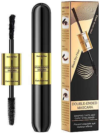 Anyzoo 2 in 1 Fiber Lash Wimperntusche, Thrive Wimperntusche mit schwarzem, Mascara für längere wasserfeste Haltbarkeit ohne Verklumpen Superstark, 1 Bürstenkopf ist faserveredelt（1 Stück）