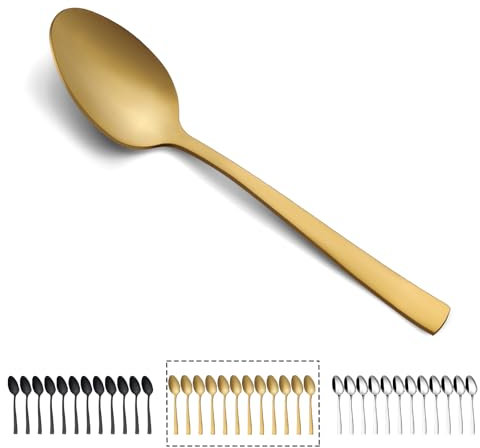 Hunnycook Gold - Cucchiaini da caffè in acciaio inox, 12 pezzi, 13,8 cm, cucchiaini da tè, cucchiaini da caffè, cucchiai da dessert per casa, feste, ristorante, lavabili in lavastoviglie