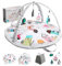 Akeraq Spielbogen Baby, Spieldecke Baby 0-6 Monate 2-in-1, Baby Gym Ø96cm, Baby Play Mat, Montessori Spielebogen Babies, interaktiv und tragbar, Blanco