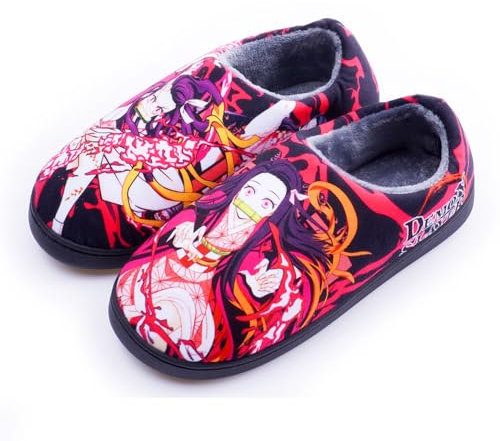 Bukbag High-Top-Hausschuhe, Unisex, gemütlich, Flauschige Hausschuhe für Männer und Frauen, Anime-Kawaii-Geschenk-Kamado Nezuko||45