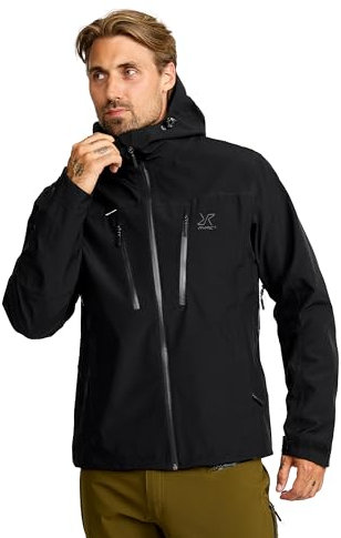 RevolutionRace Silence Proshell 3L Jacket, Herrenjacke, belüftete und wasserdichte Jacke für Wanderungen und andere Outdoor-Aktivitäten, Black/Anthracite 3.0, XL