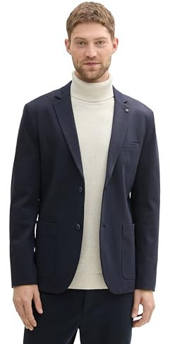 TOM TAILOR Herren Piqué Sakko mit Stretch-Anteil, 10668 - Sky Captain Blue, 48