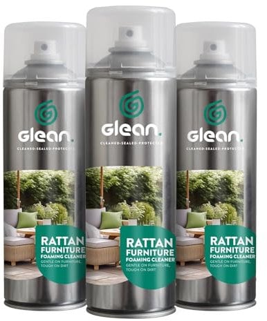 GLEAN Rattan Furniture Foaming Cleaner | 3 x 500 ml | Deep-Cleaning Foam Aerosol Spray for Patio & Garden Furniture | No-Rinse, Fast-Drying Mould & Stain Remover