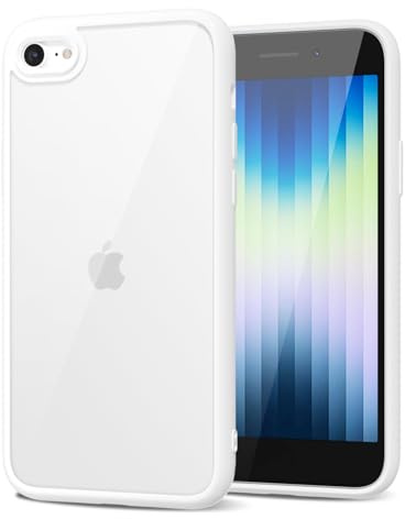 LoeoeL for iPhone SE 2022/2020/ 7/8 Case Clear, Transparent Hybrid SE Phone Case [Hard Plastic & Soft Silicone Bumper] Acrylic Non Yellowing Thin Slim Protective Cover, White