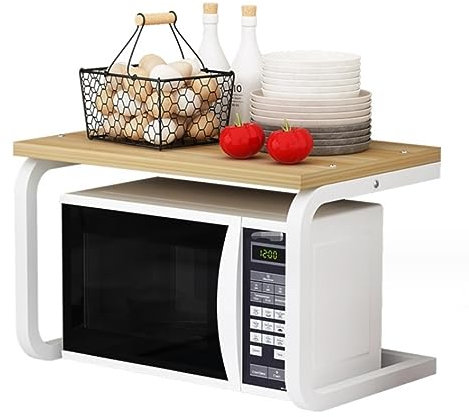 XYMJT Soporte para microondas, Estante de Madera para Horno microondas, mostrador, Estante de Especias, Organizador para Cocina, Marco de Acero, Soporte para microondas, Estante de almac