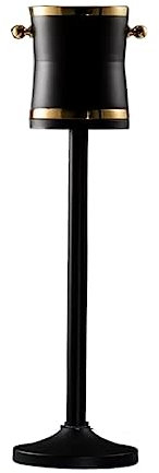 Ice Buckets Luxurious Large Stainless Steel Champagne Bucket with Tall Stand, Matte Black Finished, 27.1 Inches Tall Ice Bucket Wine Bucket