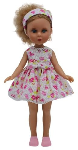 Folk Puppe der Kollektion Naia Original, 35 cm. Rote Dolls mit Kleid Blumen.
