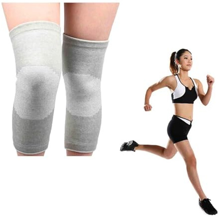 1 pair de genouillères en bambou avec compression, genouillère en bambou avec compression, genouillère de soutien, genouillère pour femmes et hommes en bambou, respirante et confortable (Gris, XL)