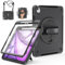 Miesherk Hülle für iPad Air 13 Zoll M3/M2 2025/2024 7./6. Gen: 3-Schichte robuste stoßfest Case mit Displayschutzfolie-Stifthalter-Drehbarer Ständer-Handschlaufe-Schultergurt-Schwarz