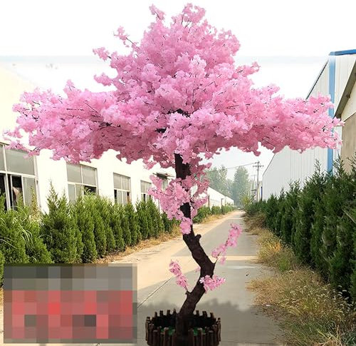 KIBONCY Round Peach Tree Fake Silk Flower Tree Simulation Plant Artificial Cherry Blossom Tree Wishing Tree for Office Bedroom Living Party DIY Wedding Decor(1.5 * 1.5m/4.9x4.9ft)