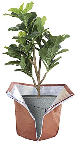 Topfschutz Pflanzen Winter 40 x 40 cm, Thermo Topfschutz für Pflanzen mit Reißverschluss und Kordelzug, Winterschutz für Kübelpflanzen, Pflanzen Wurzeln Halten Warm, S