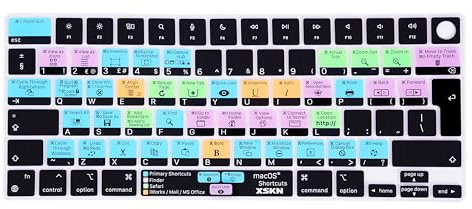 XSKN macOS Shortcuts EU-Version Silikon-Tastaturabdeckung für 2022 2023 2024 MacBook Air 13,6 15,3 Zoll M2 M3 Chip mit Touch ID A2941 A3114 A2681 A3113