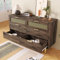 FEZTOY Sideboard Schrank Kommode mit 6 Schubladen, 120 x 40 x 76 cm, Dunkelbraun, Metallgriffe Kommode, Mehrzweckschrank für Flur, Schlafzimmer, Wohnzimmer und Kinderzimmer