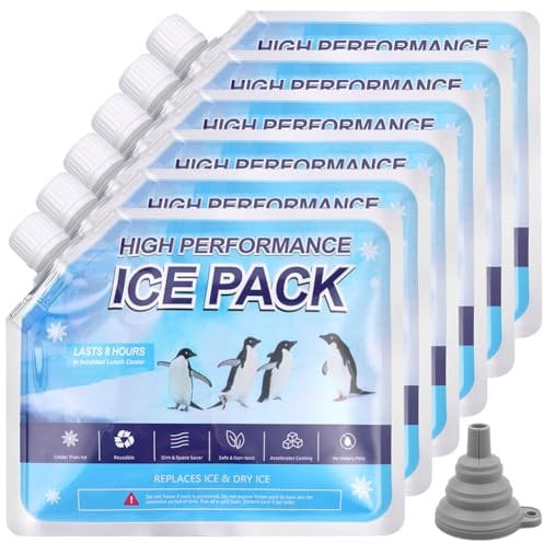 flintronic 6PCS Ice Pack, Premium Kühlakkus für Kühltasche, Hochleistungsfähig, Kühlbox, Kühlrucksack, kühlpack, Extra Lange Kühldauer, Wiederverwendbar, 16 * 19CM