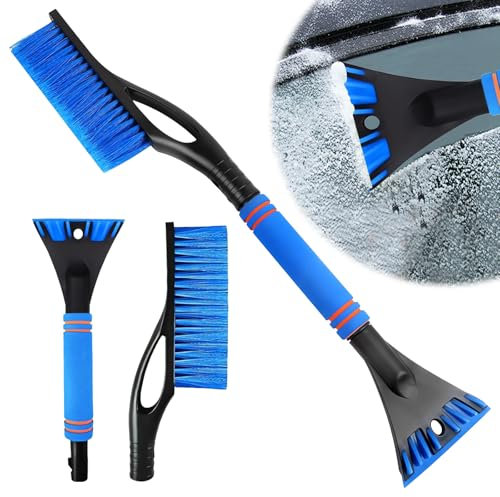 NYZQIW 2 in 1 Raschietto per Ghiaccio, Spazzola da Neve per Auto Snow Brush Scraper di Ghiaccio Raschietto per Ghiaccio per Auto con Scopa, per Auto, Camion, SUV (Blu)