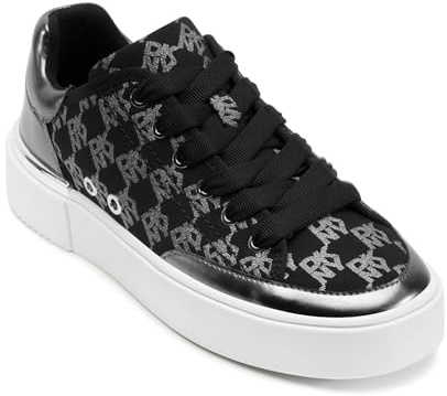 DKNY Women's Bradley Lace Up Trainers, Black Silver, 40 EU