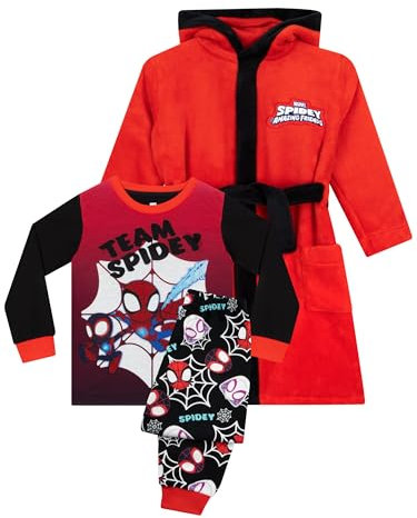Marvel Spidey And His Amazing Friends Pyjamas And Dressing Gown | Boys Pyjamas And Dressing Gown | Spiderman PJs And Bathrobe | Red 4-5 Years