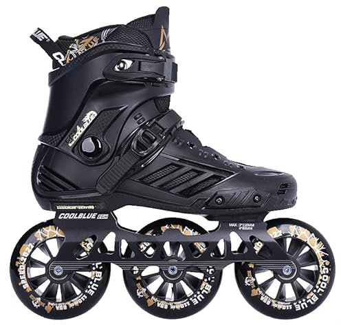 MHXZKHL Patins à roulettes pour Homme Et Femme avec 3 Roues 110mm,Patins à Roues Alignées, Rollers en Ligne Lames D'extérieur pour Adultes, Patins De Course De Vitesse pour Adolescents(44,Black)